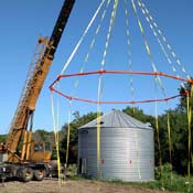 Bin Halo set up and lifting a grain bin