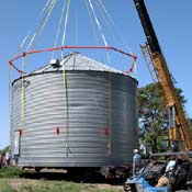 Bin Halo set up and lifting a grain bin