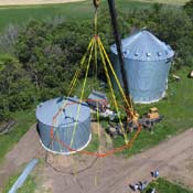 Bin Halo set up and lifting a grain bin