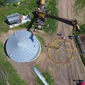 Bin Halo set up and lifting a grain bin