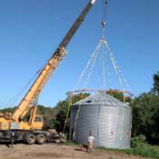 Bin Halo set up and lifting a grain bin