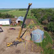 Bin Halo set up and lifting a grain bin