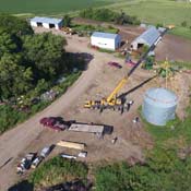 Bin Halo set up and lifting a grain bin