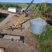 Bin Halo set up and lifting a grain bin