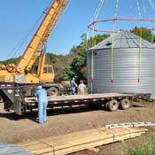 Bin Halo set up and lifting a grain bin