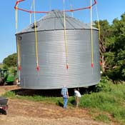 Bin Halo set up and lifting a grain bin