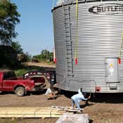 Bin Halo set up and lifting a grain bin